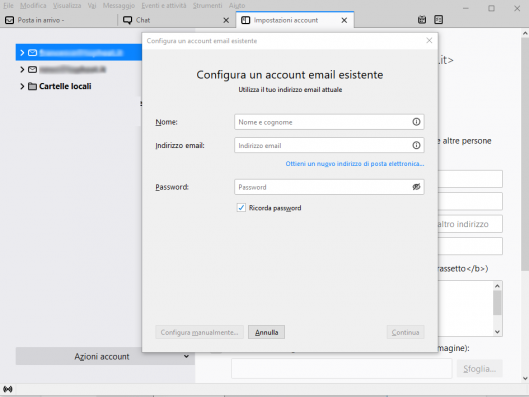 thunderbird mail client configurazione